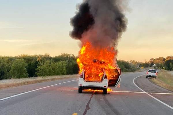 Minnesota motorist’s vehicle bursts into flames after striking deer