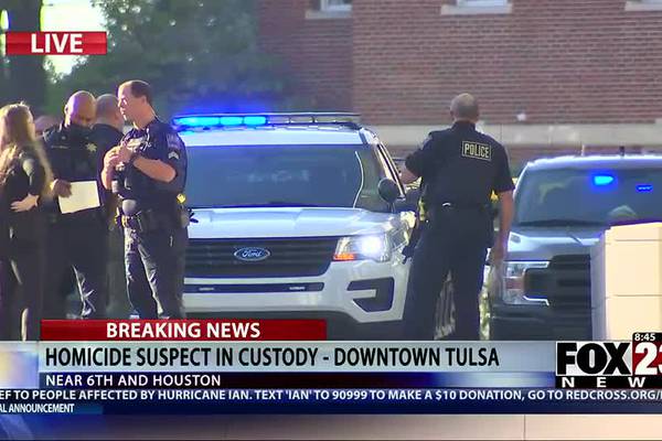 Police take homicide suspect into custody in downtown Tulsa