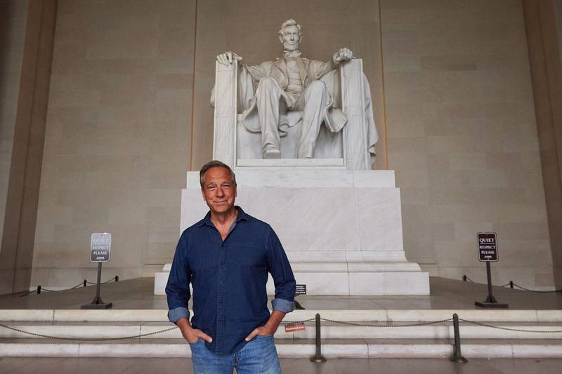 Mike Rowe on location shooting scenes for "Something to Stand For" at the Lincoln Memorial in Washington, D.C.