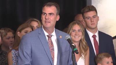 Governor Kevin Stitt votes for former President Donald Trump in primary