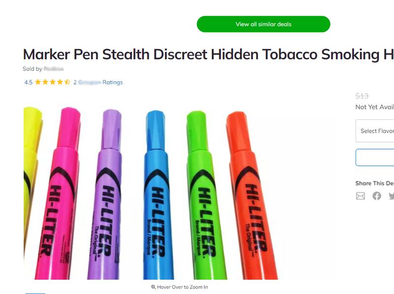 Screen capture of website offering vape pens disguised as highlighters