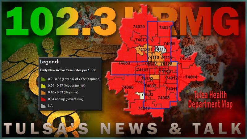 COVID-19 Zip Code "Heat map" for Tulsa metro area, Nov. 27, 2020