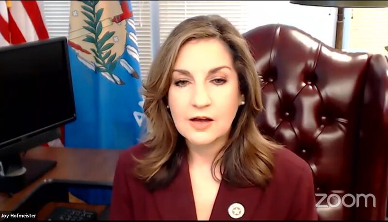 Dr. Joy Hofmeister, Oklahoma State Superintendent of Public Instruction, presides over a special meeting of the Oklahoma State Board of Education, Oct. 12, 2020 (video frame grab)