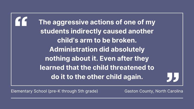 Cox Media Group gathered comments from teachers in Florida, Georgia, North Carolina, South Carolina, Ohio, Pennsylvania, Massachusetts, and Washington, about violence in the classroom.