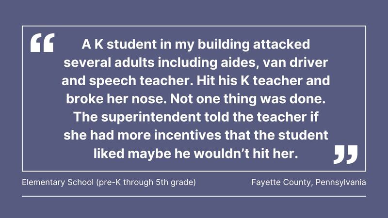 Cox Media Group gathered comments from teachers in Florida, Georgia, North Carolina, South Carolina, Ohio, Pennsylvania, Massachusetts, and Washington, about violence in the classroom.