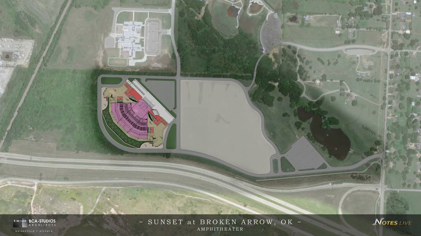 Rendering of proposed Notes Live amphitheater in Broken Arrow